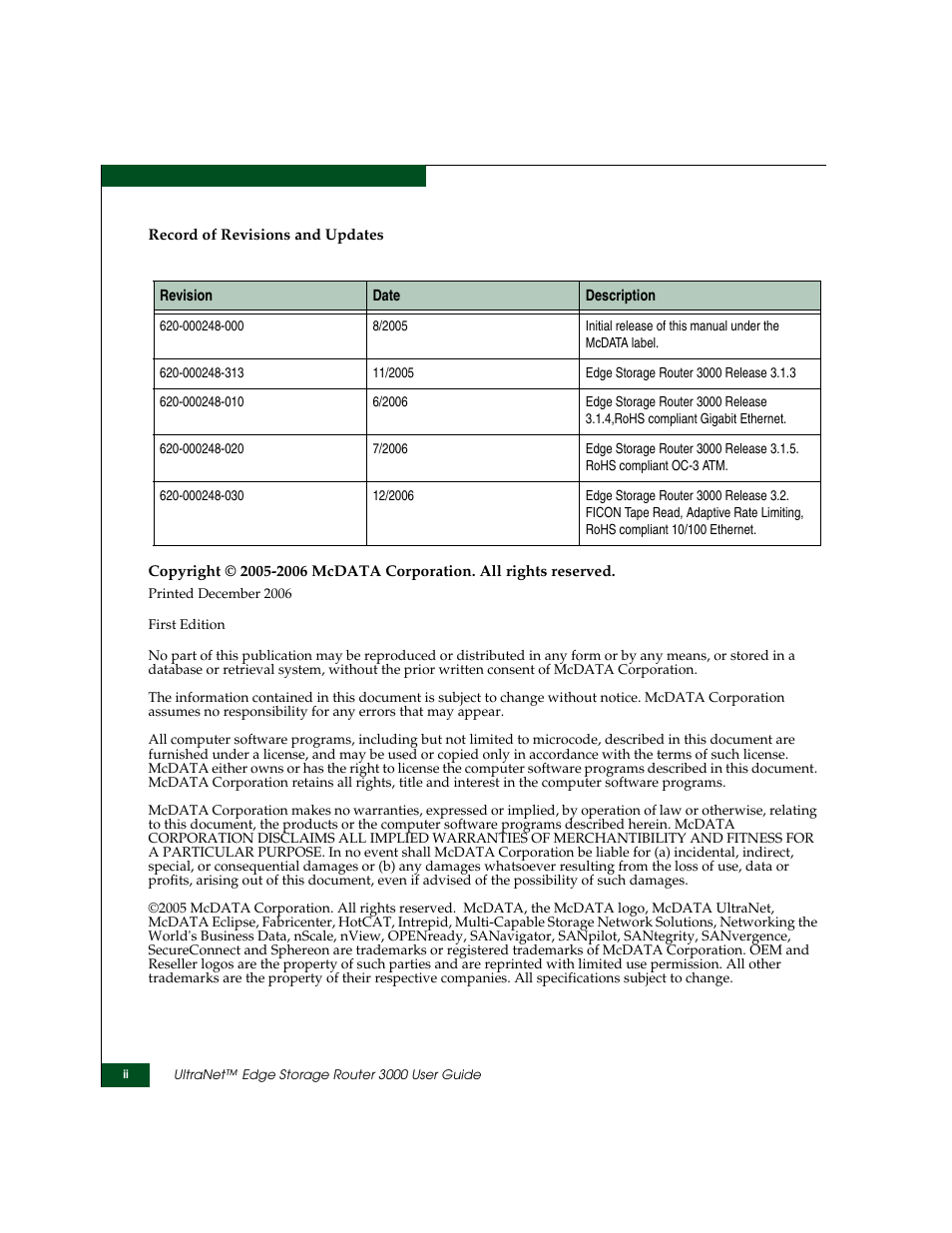 McDATA ULTRANETTM EDGE STORAGE ROUTER 3000 User Manual | Page 2 / 428