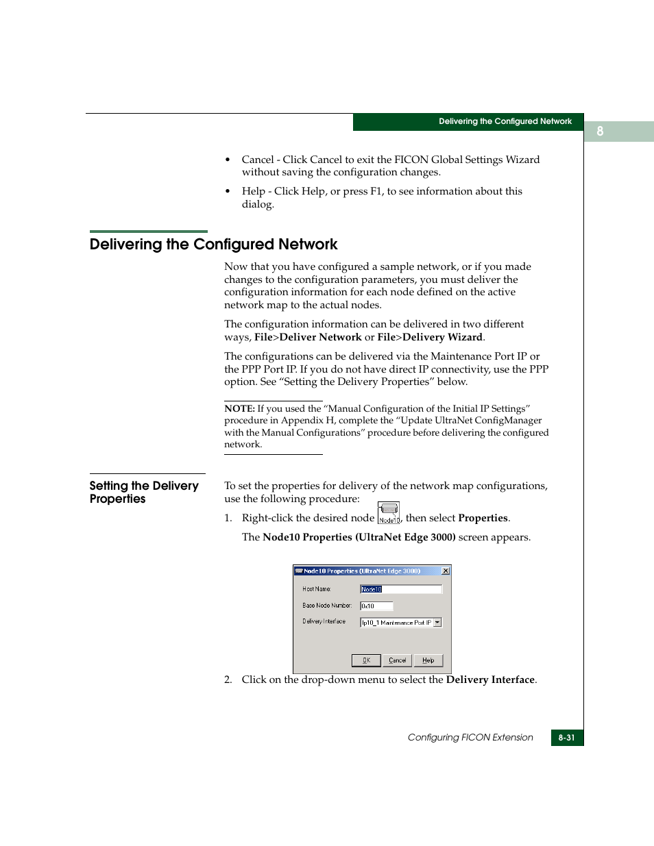 Delivering the configured network, Setting the delivery properties, Delivering the configured network -31 | Setting the delivery properties -31 | McDATA ULTRANETTM EDGE STORAGE ROUTER 3000 User Manual | Page 203 / 428