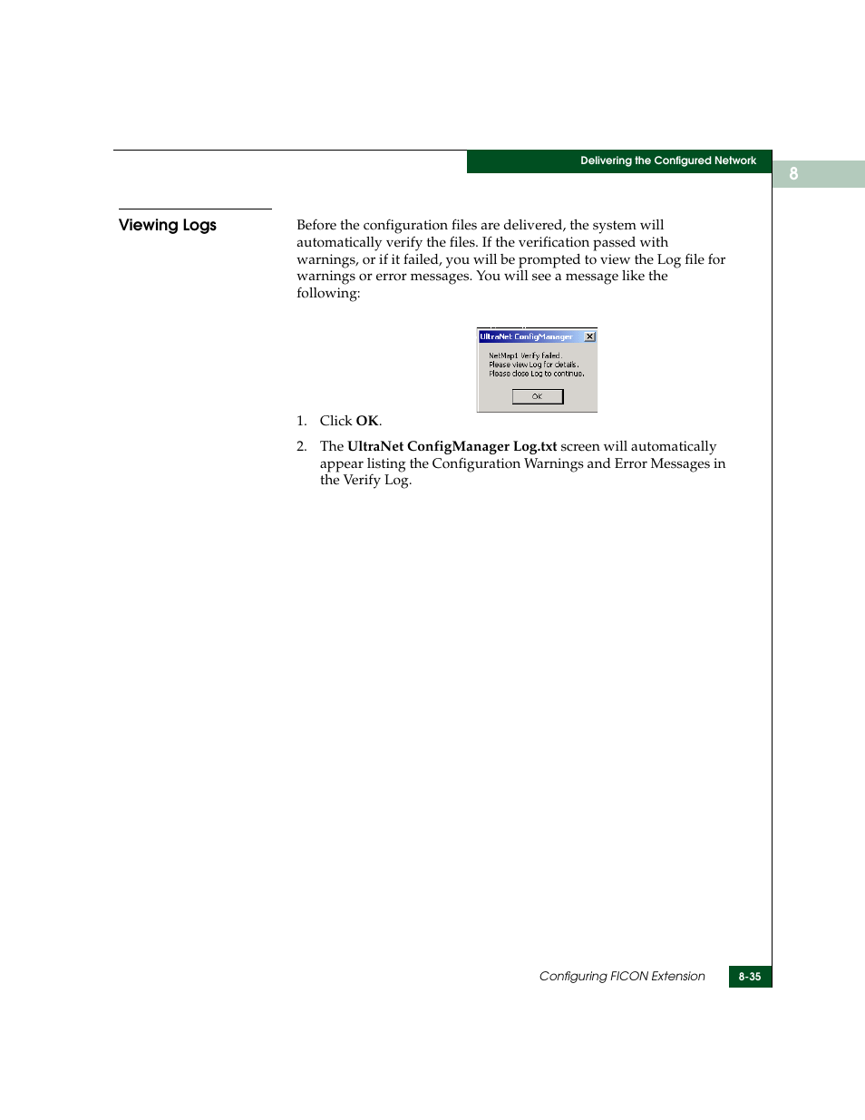 Viewing logs, Viewing logs -35 | McDATA ULTRANETTM EDGE STORAGE ROUTER 3000 User Manual | Page 207 / 428