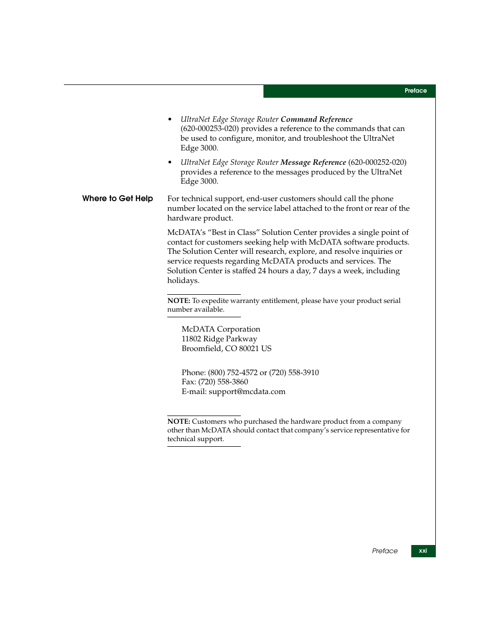 McDATA ULTRANETTM EDGE STORAGE ROUTER 3000 User Manual | Page 21 / 428