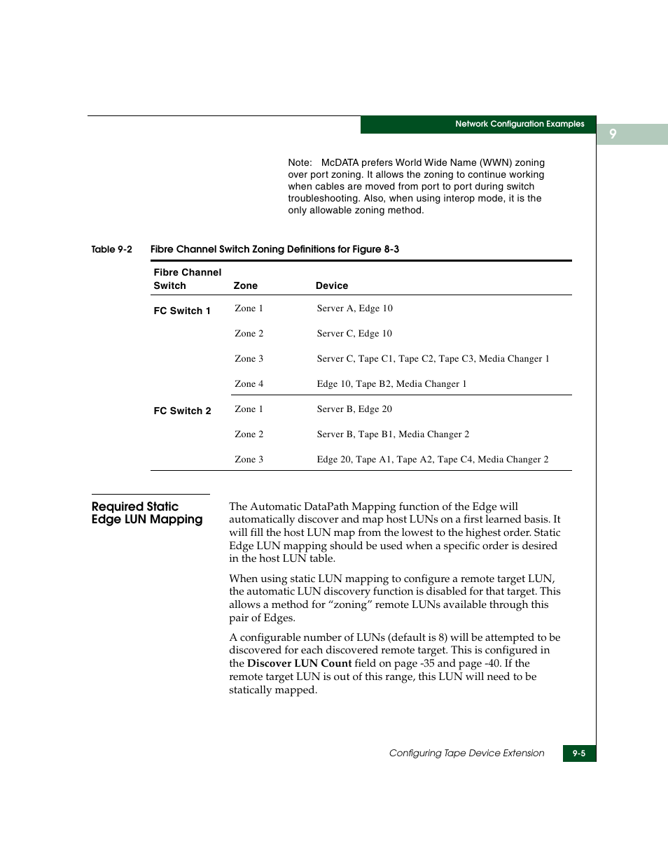 Required static edge lun mapping, Required static edge lun mapping -5 | McDATA ULTRANETTM EDGE STORAGE ROUTER 3000 User Manual | Page 213 / 428