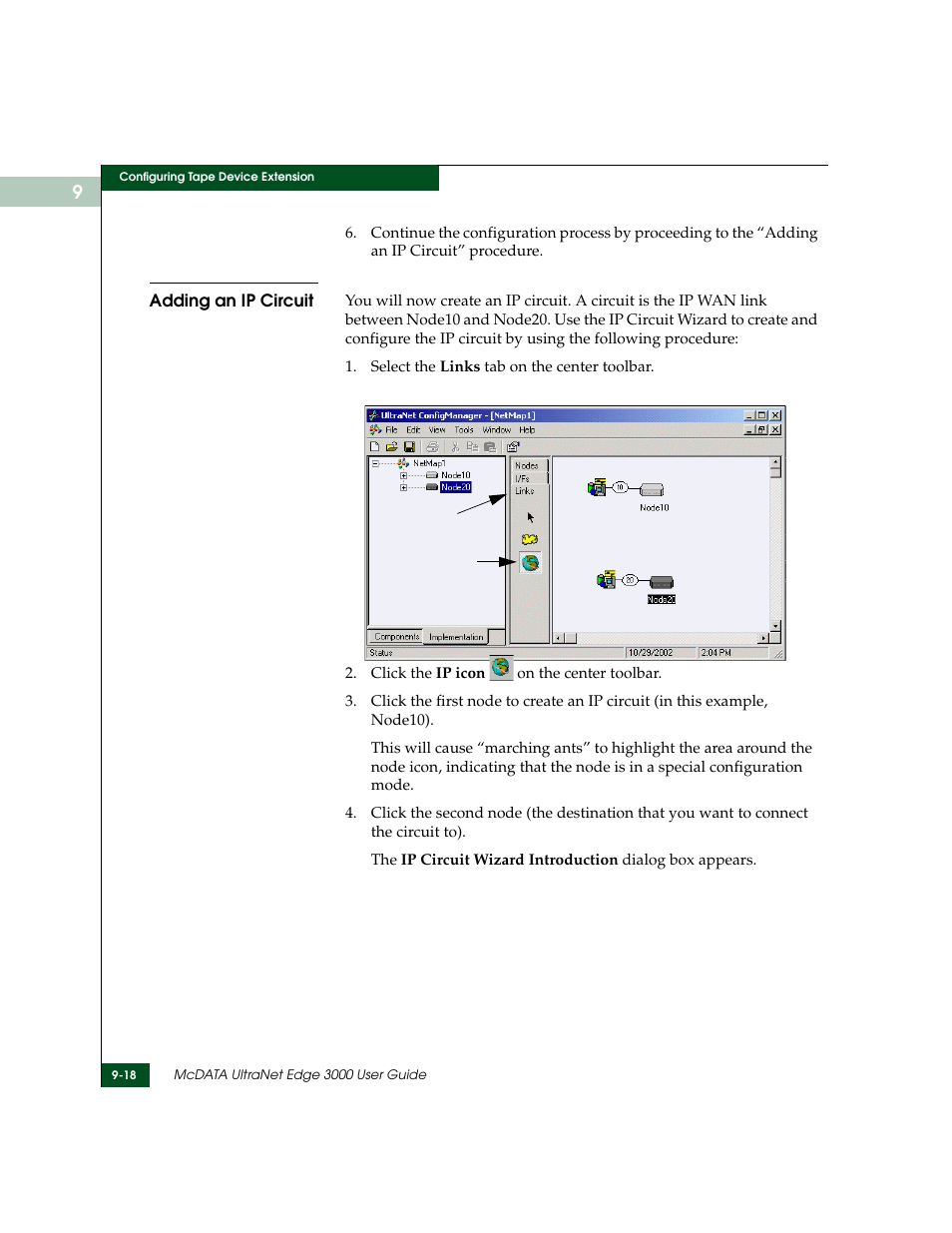 Adding an ip circuit, Adding an ip circuit -18 | McDATA ULTRANETTM EDGE STORAGE ROUTER 3000 User Manual | Page 226 / 428