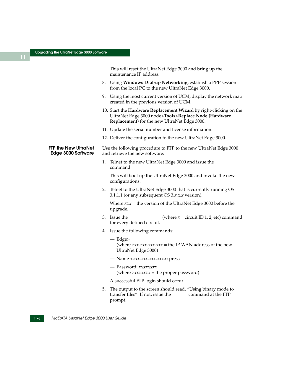 Blue>ftp the new ultranet edge 3000 software | McDATA ULTRANETTM EDGE STORAGE ROUTER 3000 User Manual | Page 270 / 428