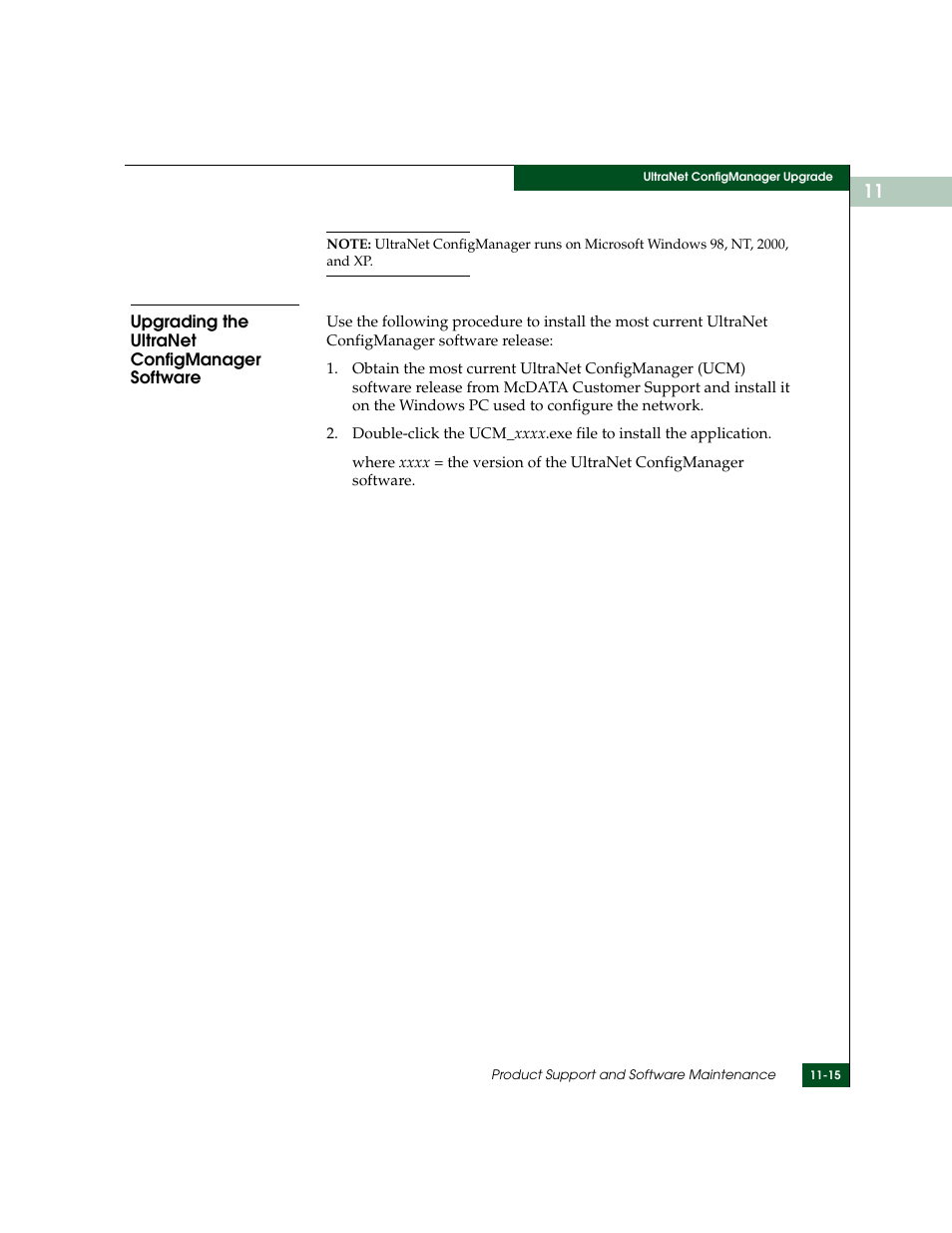 Upgrading the ultranet configmanager software, Upgrading the ultranet configmanager software -15 | McDATA ULTRANETTM EDGE STORAGE ROUTER 3000 User Manual | Page 277 / 428