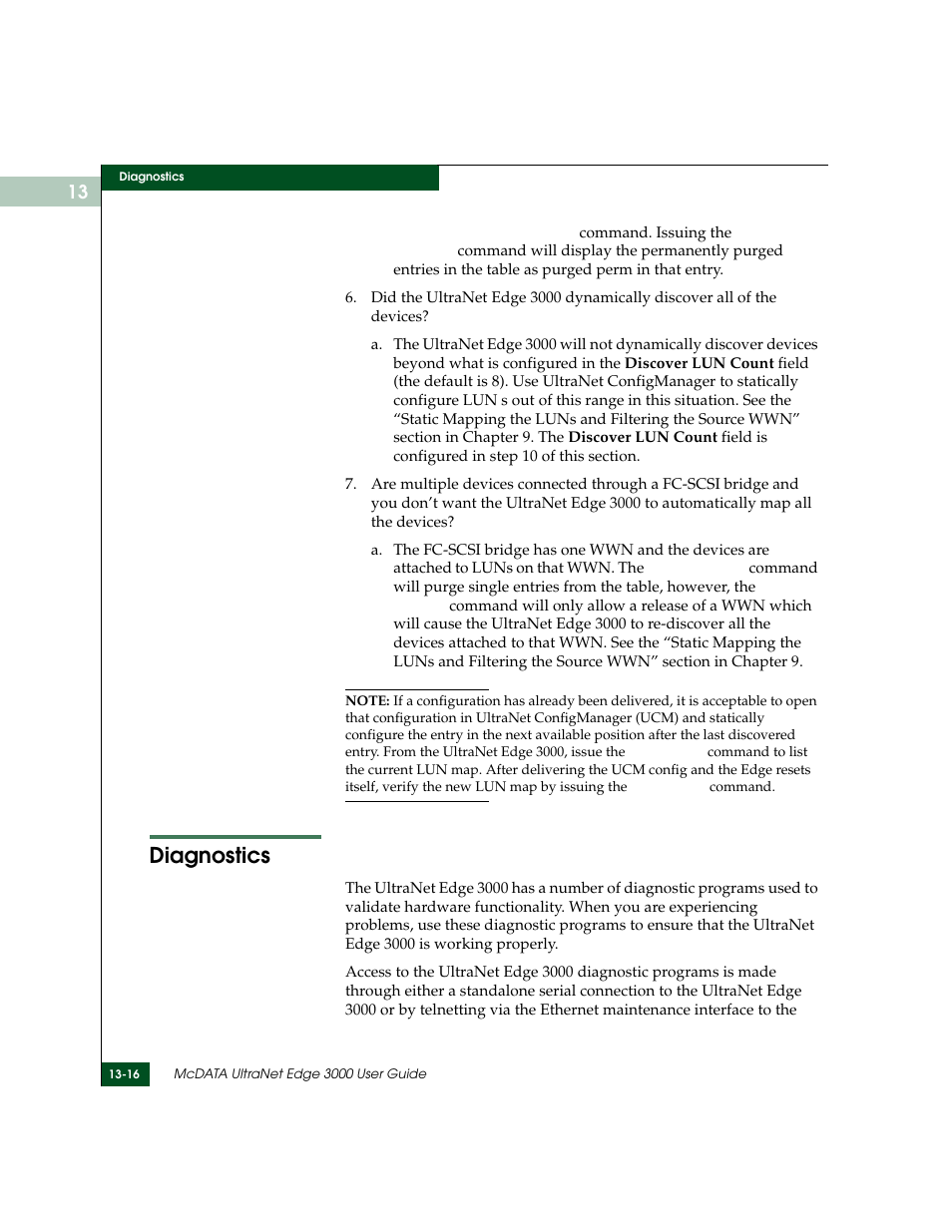 Diagnostics, Diagnostics -16 | McDATA ULTRANETTM EDGE STORAGE ROUTER 3000 User Manual | Page 328 / 428