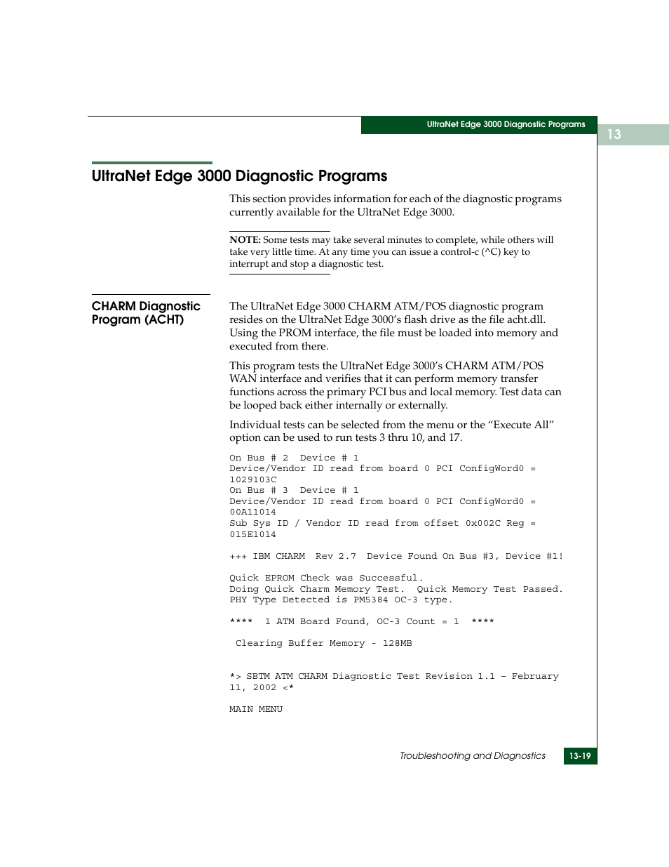 Ultranet edge 3000 diagnostic programs, Charm diagnostic program (acht), Ultranet edge 3000 diagnostic programs -19 | Charm diagnostic program (acht) -19 | McDATA ULTRANETTM EDGE STORAGE ROUTER 3000 User Manual | Page 331 / 428