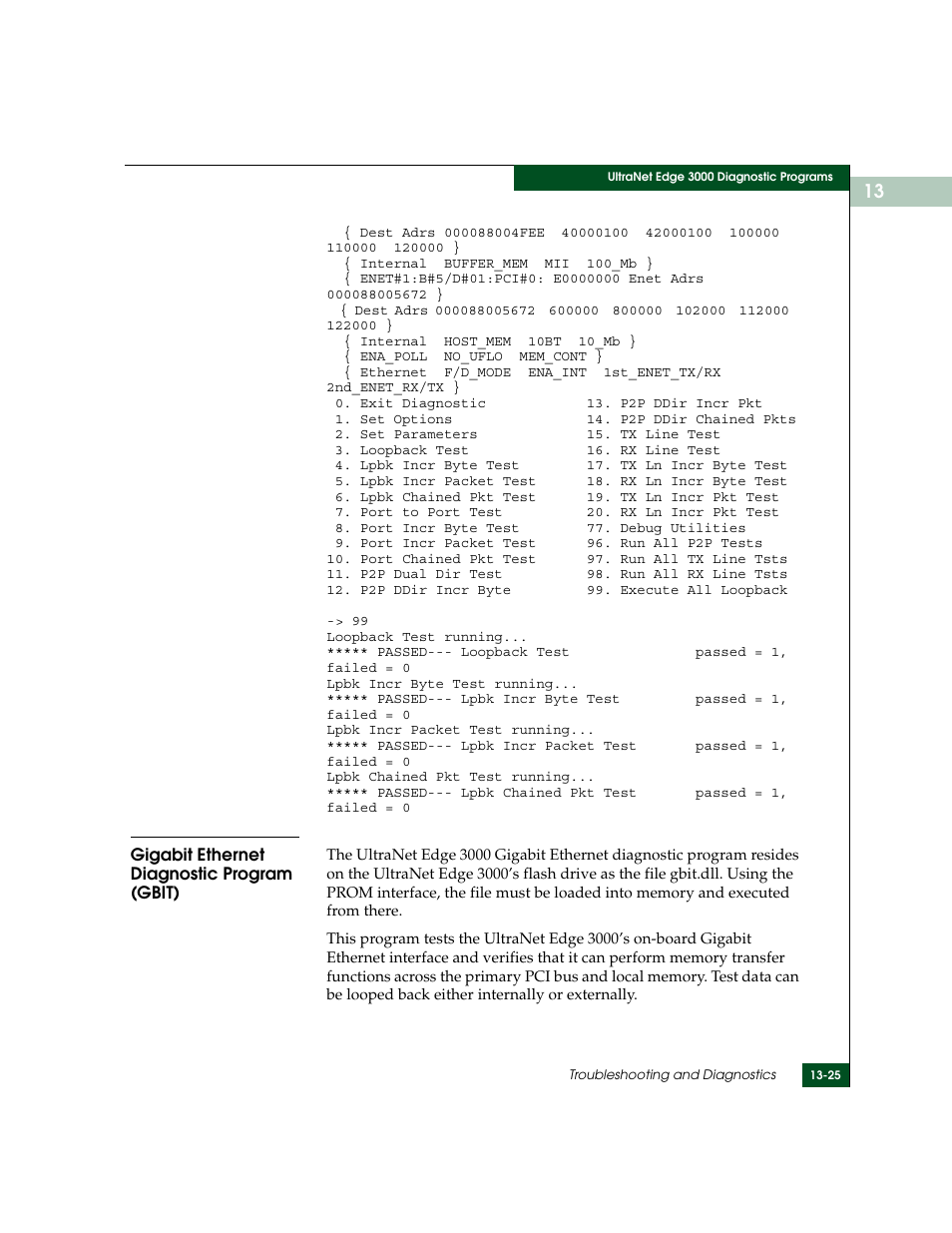 Gigabit ethernet diagnostic program (gbit), Gigabit ethernet diagnostic program (gbit) -25 | McDATA ULTRANETTM EDGE STORAGE ROUTER 3000 User Manual | Page 337 / 428