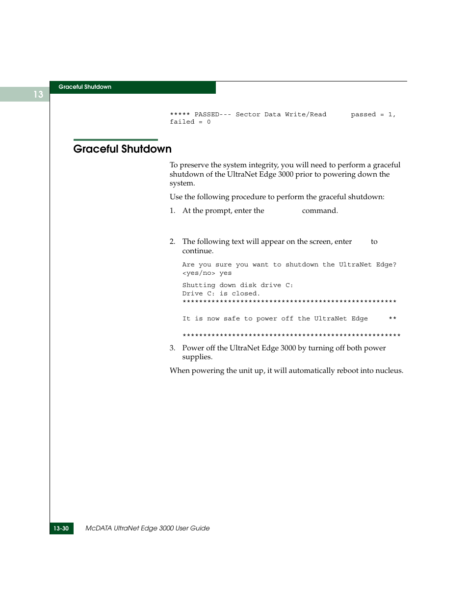 Graceful shutdown, Graceful shutdown -30 | McDATA ULTRANETTM EDGE STORAGE ROUTER 3000 User Manual | Page 342 / 428