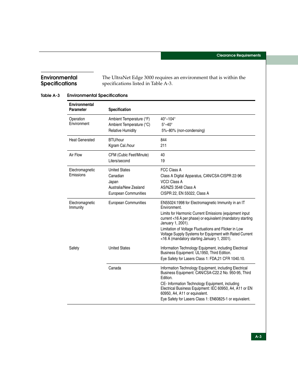 Environmental specifications | McDATA ULTRANETTM EDGE STORAGE ROUTER 3000 User Manual | Page 345 / 428