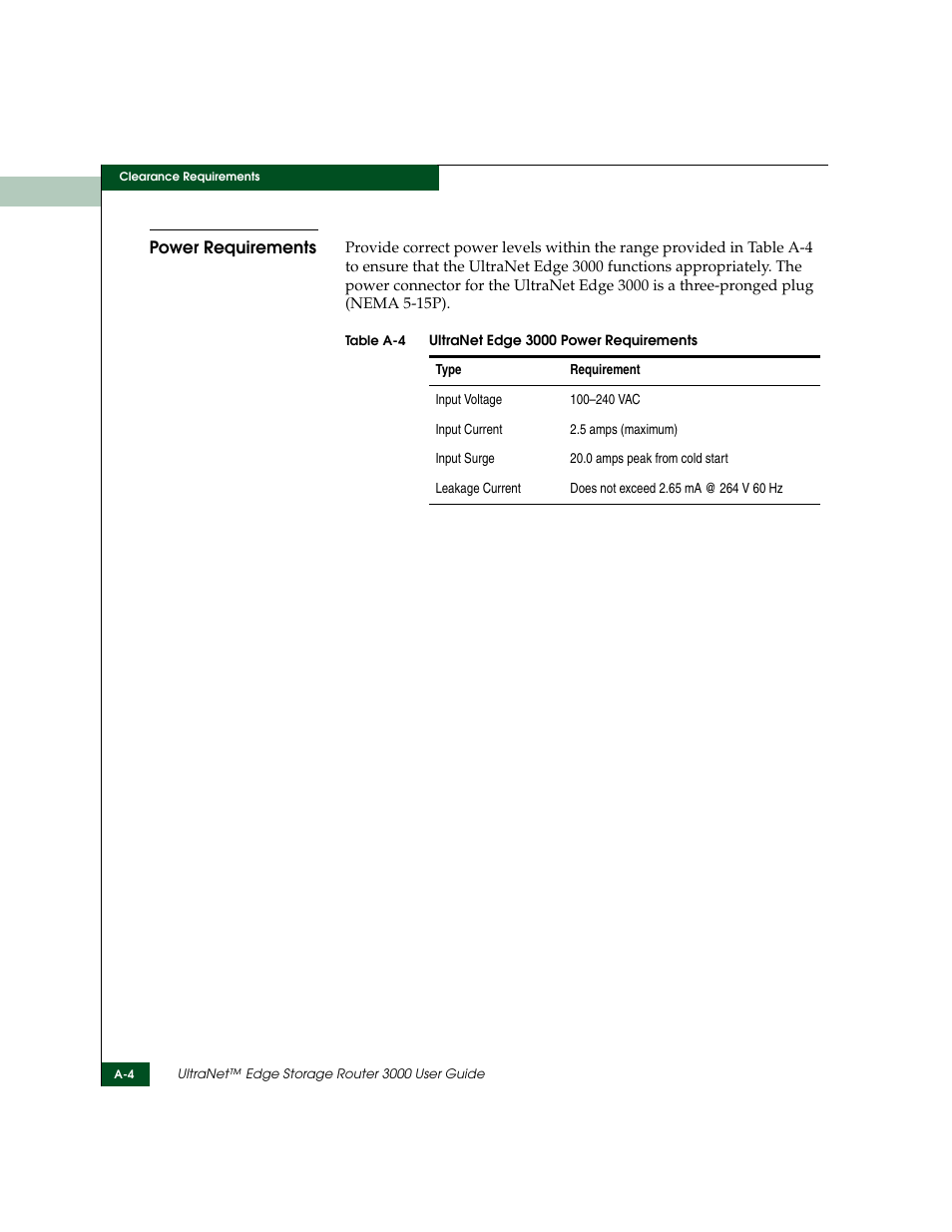 Power requirements | McDATA ULTRANETTM EDGE STORAGE ROUTER 3000 User Manual | Page 346 / 428