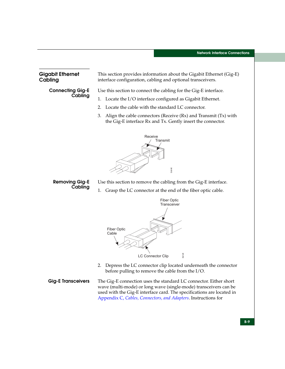 Gigabit ethernet cabling | McDATA ULTRANETTM EDGE STORAGE ROUTER 3000 User Manual | Page 355 / 428