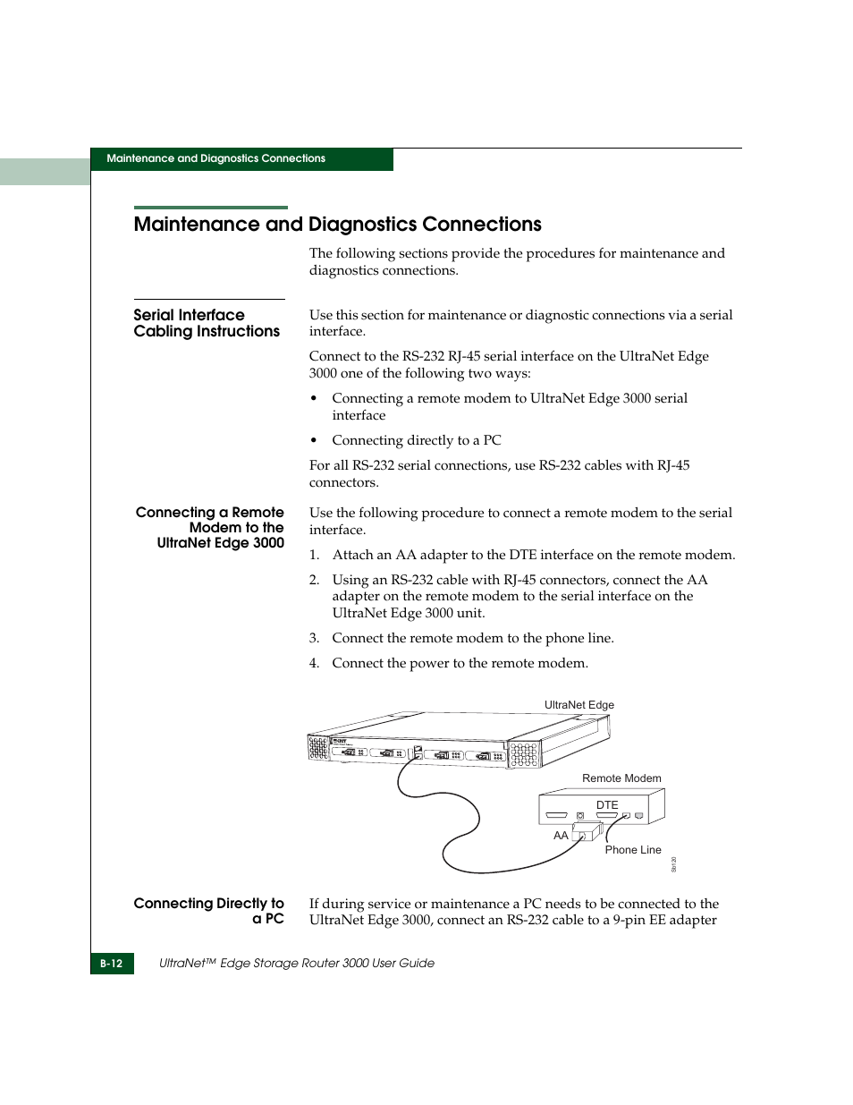 Maintenance and diagnostics connections, Serial interface cabling instructions | McDATA ULTRANETTM EDGE STORAGE ROUTER 3000 User Manual | Page 358 / 428