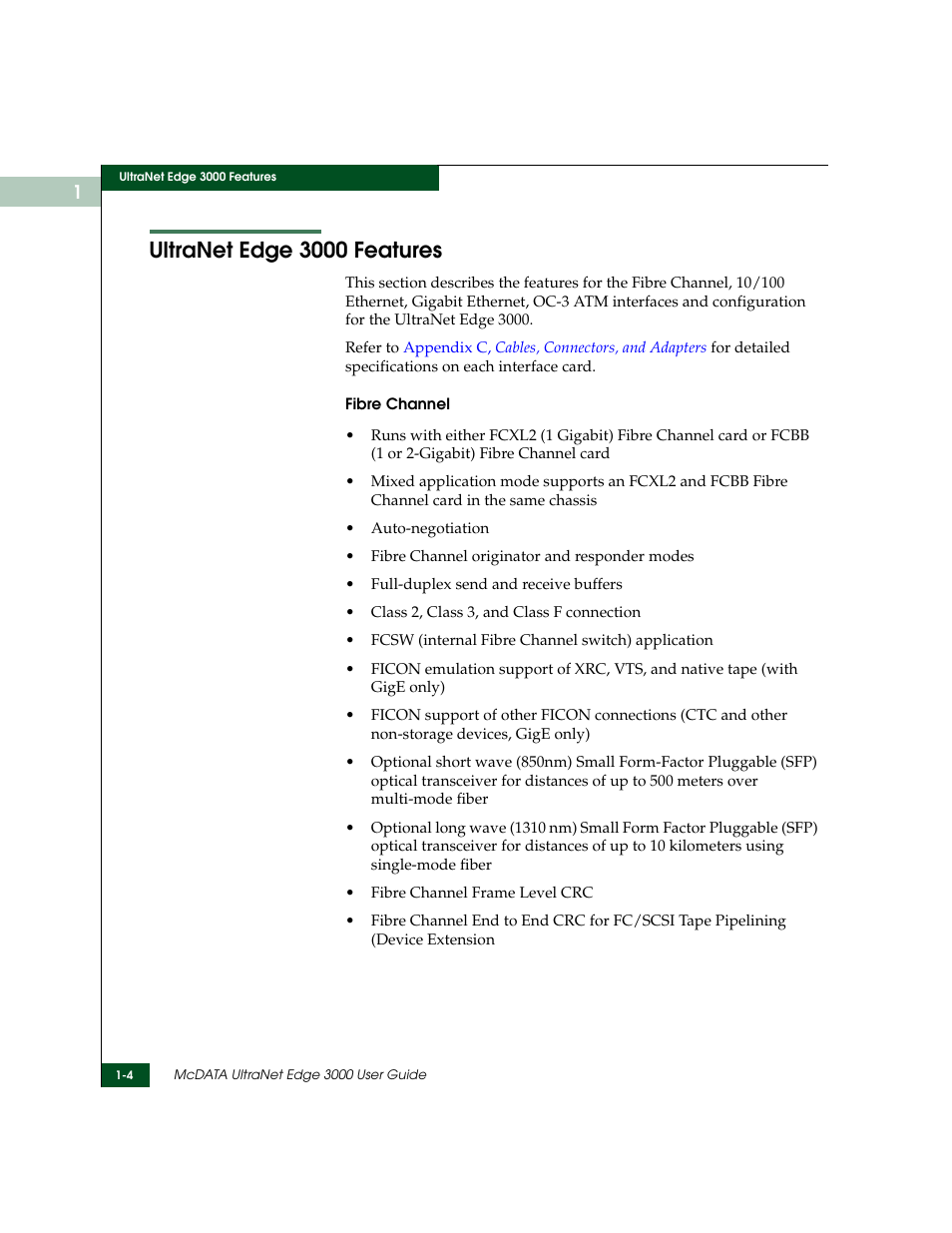 Ultranet edge 3000 features, Ultranet edge 3000 features -4 | McDATA ULTRANETTM EDGE STORAGE ROUTER 3000 User Manual | Page 36 / 428
