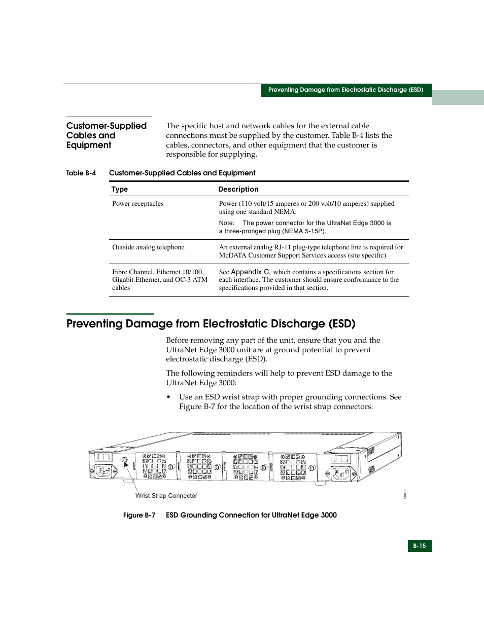 Customer-supplied cables and equipment | McDATA ULTRANETTM EDGE STORAGE ROUTER 3000 User Manual | Page 361 / 428