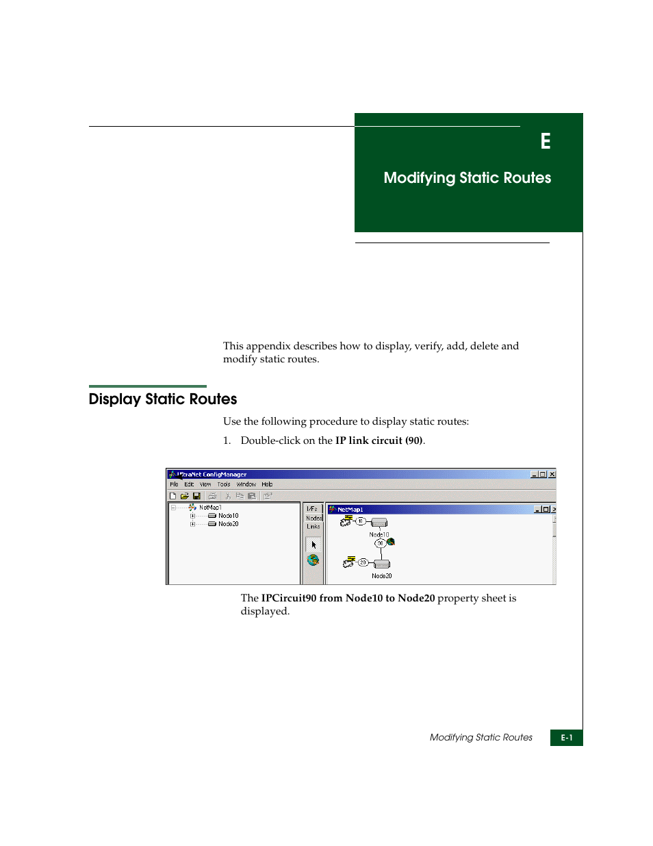 Modifying static routes, Display static routes, Appendix e | McDATA ULTRANETTM EDGE STORAGE ROUTER 3000 User Manual | Page 385 / 428