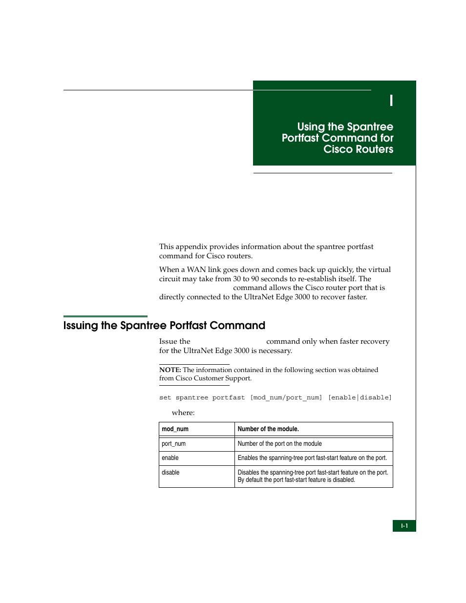 Issuing the spantree portfast command, Appendix i | McDATA ULTRANETTM EDGE STORAGE ROUTER 3000 User Manual | Page 407 / 428