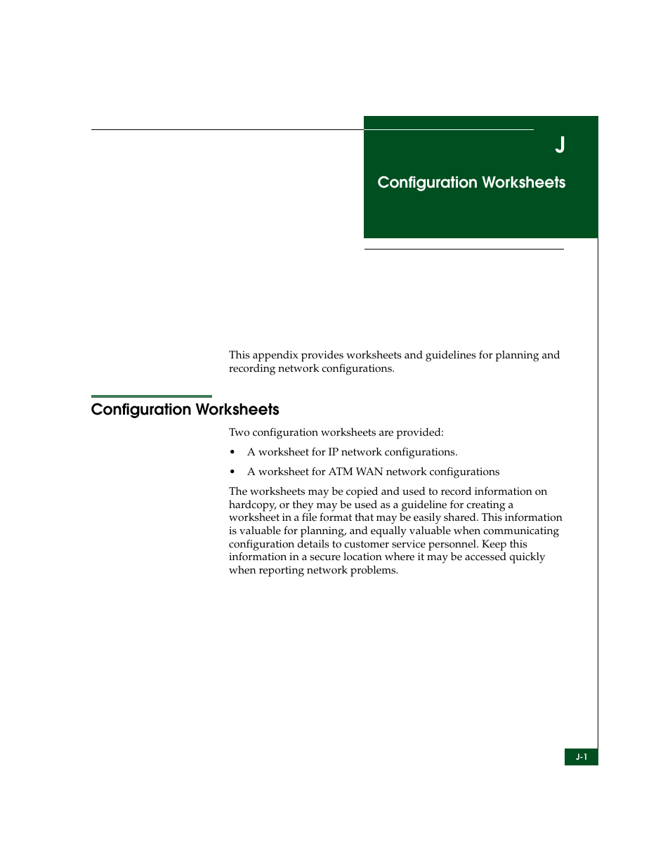 Configuration worksheets, Appendix j | McDATA ULTRANETTM EDGE STORAGE ROUTER 3000 User Manual | Page 409 / 428