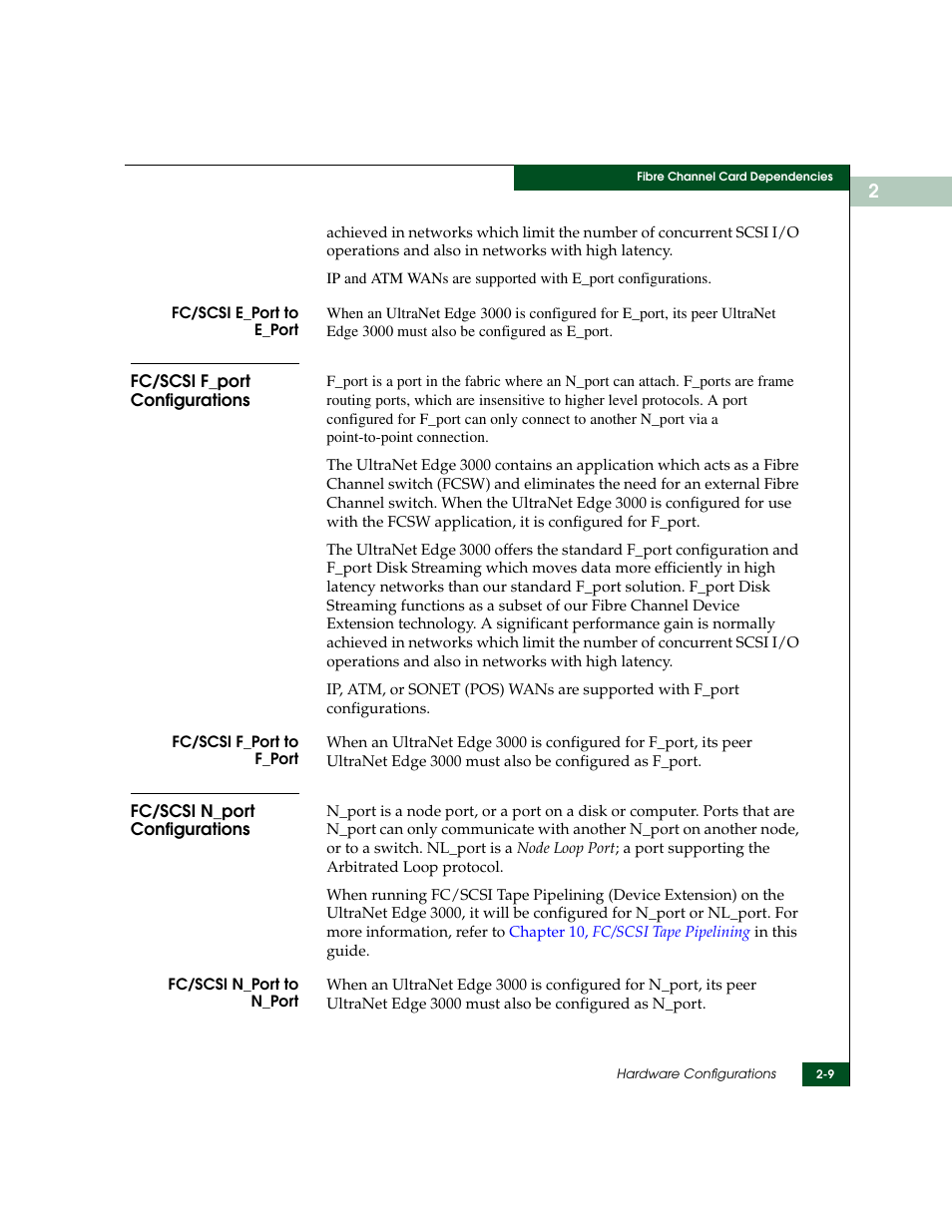 Fc/scsi f_port configurations, Fc/scsi n_port configurations | McDATA ULTRANETTM EDGE STORAGE ROUTER 3000 User Manual | Page 49 / 428