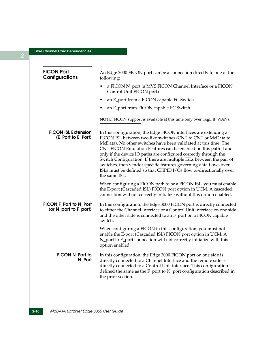 Ficon port configurations, Ficon port configurations -10 | McDATA ULTRANETTM EDGE STORAGE ROUTER 3000 User Manual | Page 50 / 428