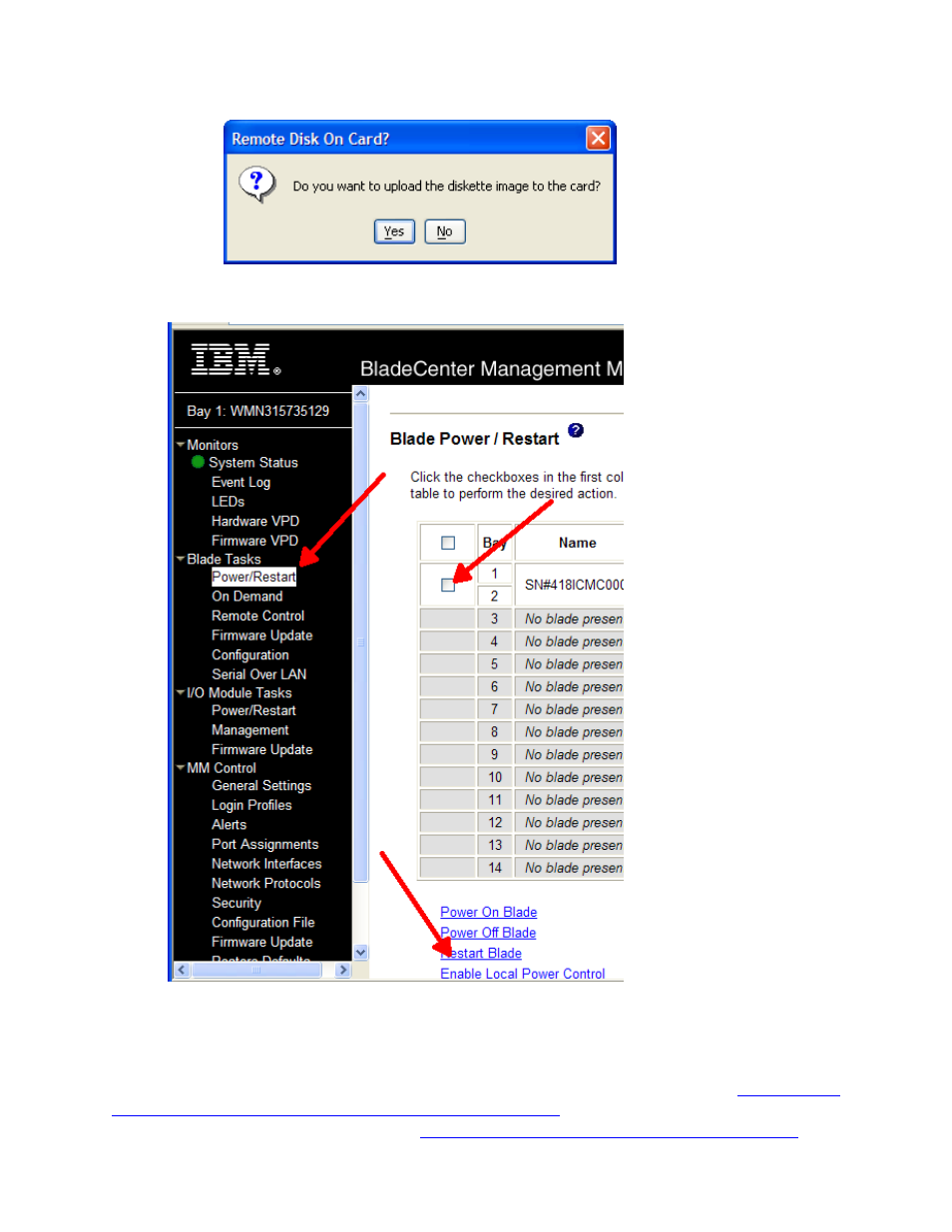 Figure 28 loading the remote diskette, Figure 29 power on/restart blade, Shown in figure 27) | McDATA 8832 User Manual | Page 25 / 54