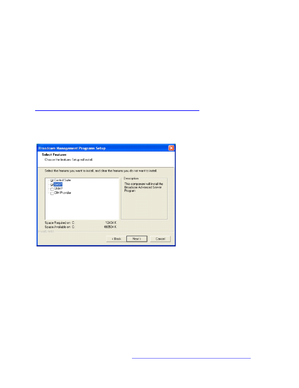 3 broadcom advanced control suite installation, 4 list of limitations, Broadcom advanced control suite installation | List of limitations, Figure 39 broadcom setup | McDATA 8832 User Manual | Page 41 / 54