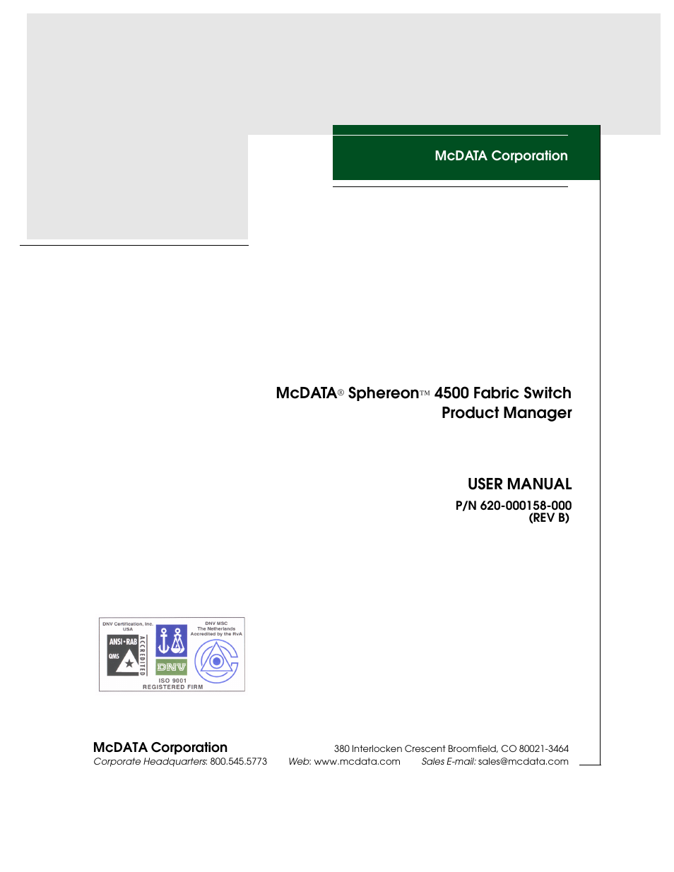 McDATA Sphereon 4500 User Manual | 216 pages