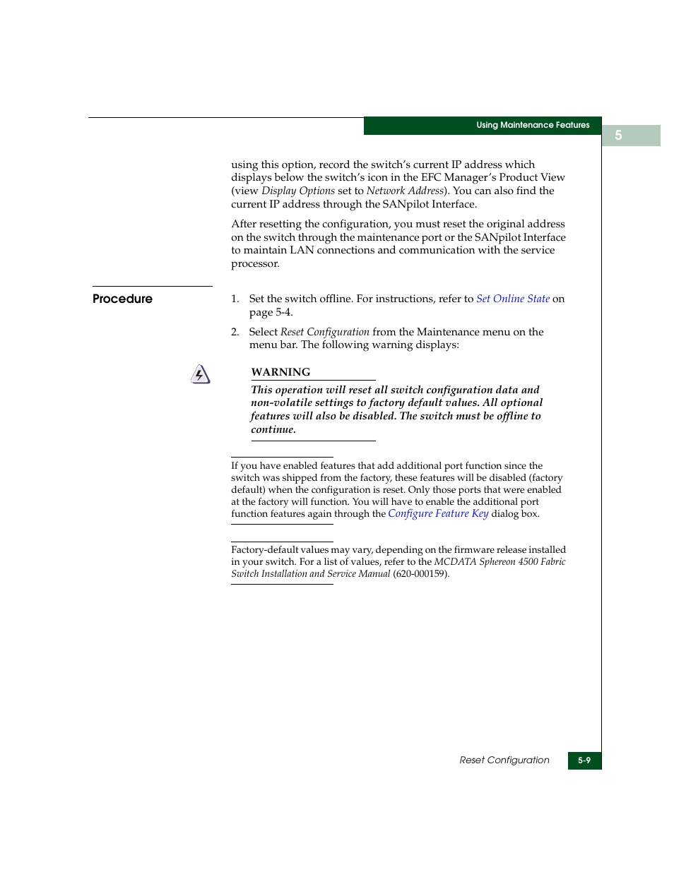 Procedure, Procedure -9 | McDATA Sphereon 4500 User Manual | Page 147 / 216