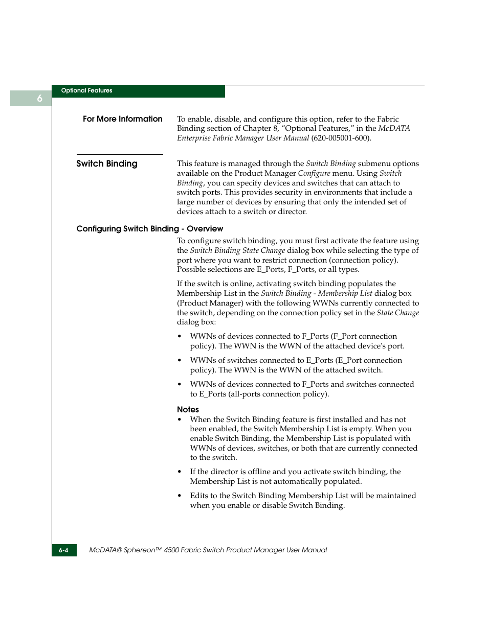 Switch binding, Switch binding -4 | McDATA Sphereon 4500 User Manual | Page 152 / 216