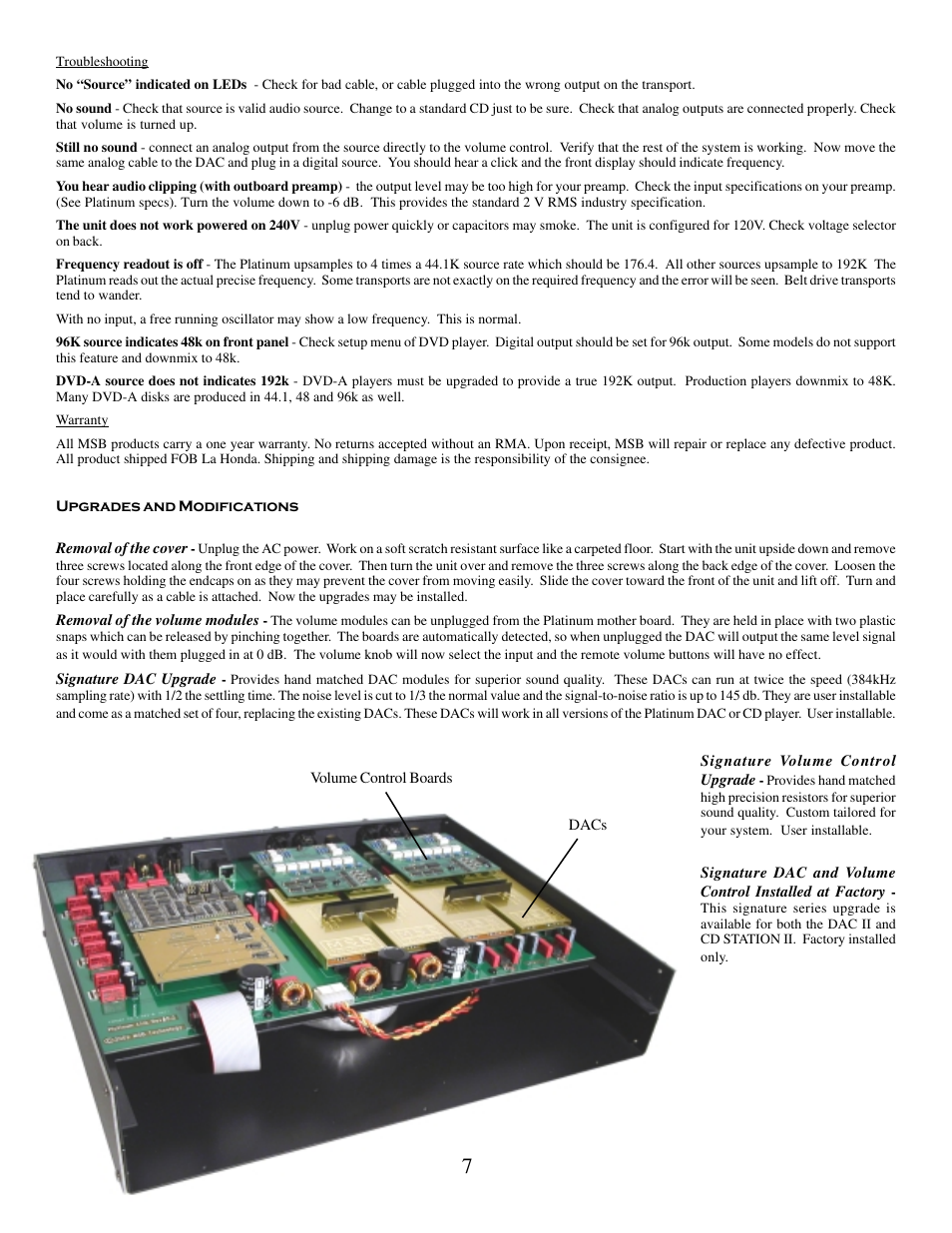 MSB Technology DAC II User Manual | Page 7 / 7