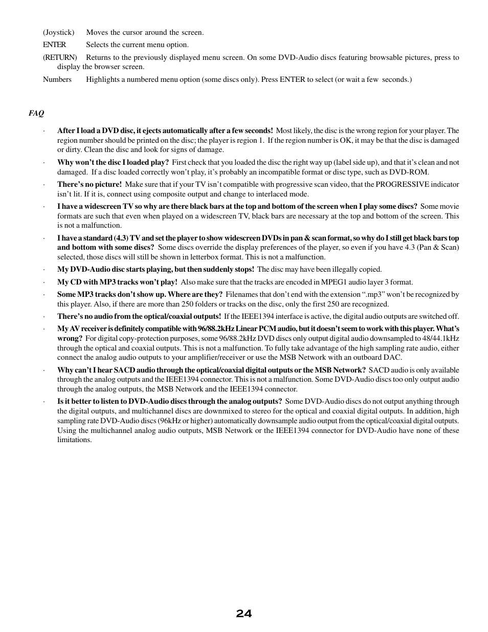 Playing discs | MSB Technology DVD Audio Player User Manual | Page 24 / 41