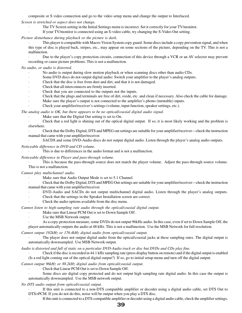 MSB Technology DVD Audio Player User Manual | Page 39 / 41