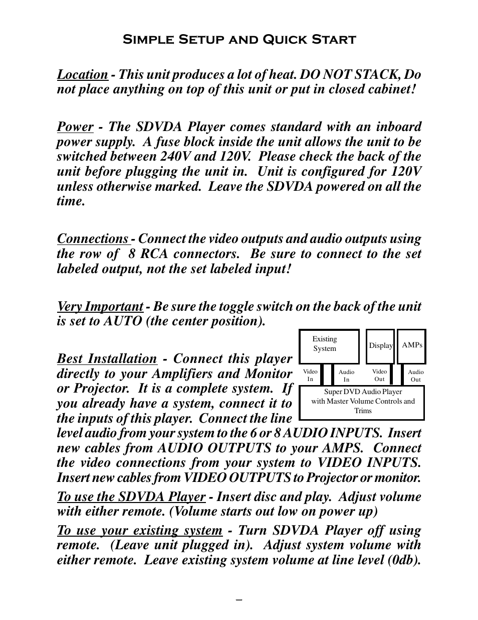 Simple setup and quick start | MSB Technology DVD Audio Player User Manual | Page 5 / 41