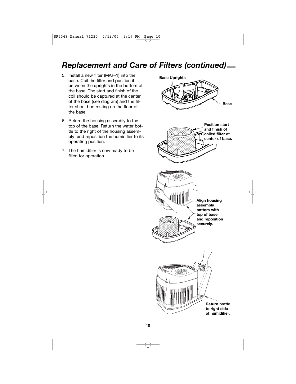 Replacement and care of filters (continued) | MoistAir MA 0950 User Manual | Page 10 / 16