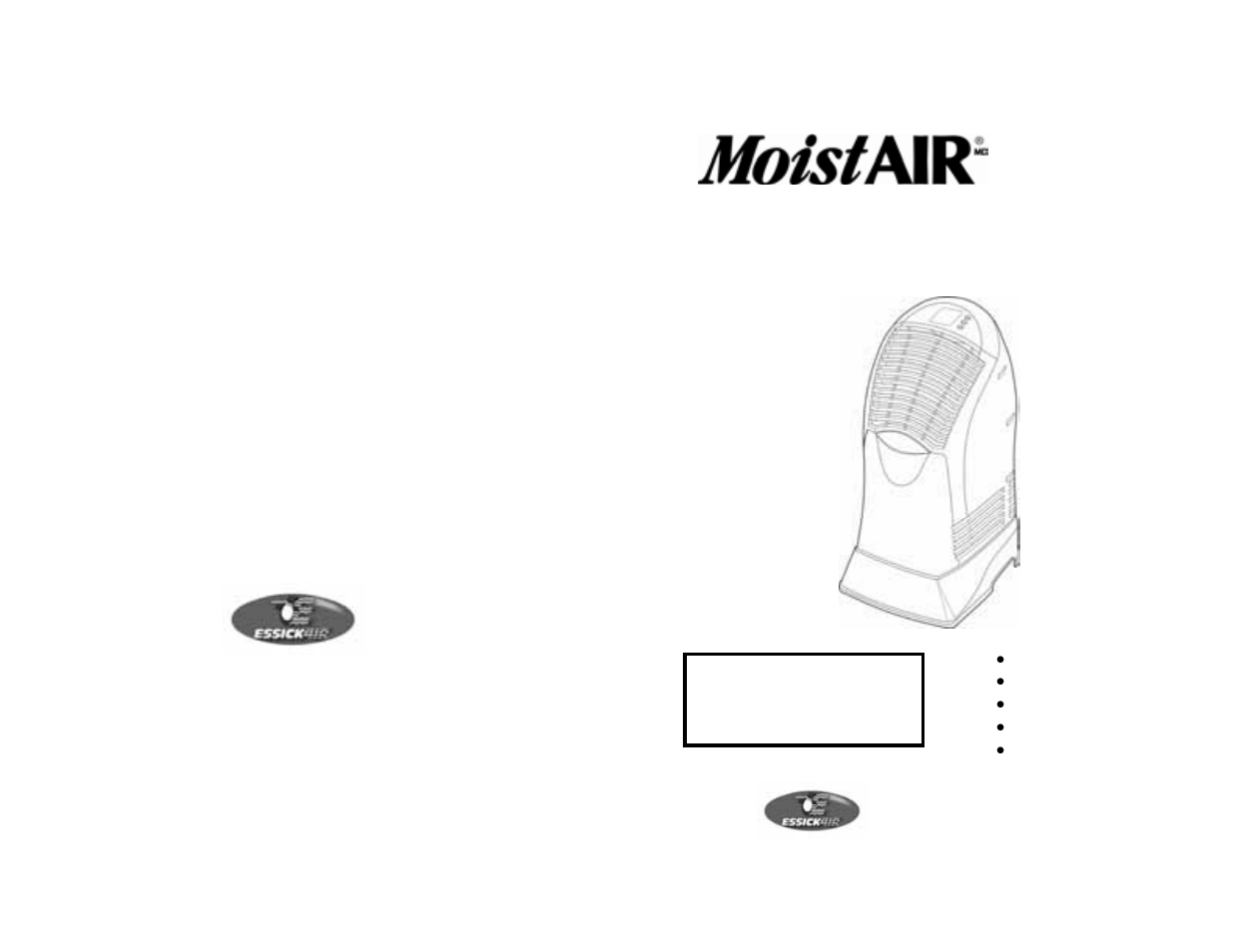 MoistAir MA0600 User Manual | 8 pages
