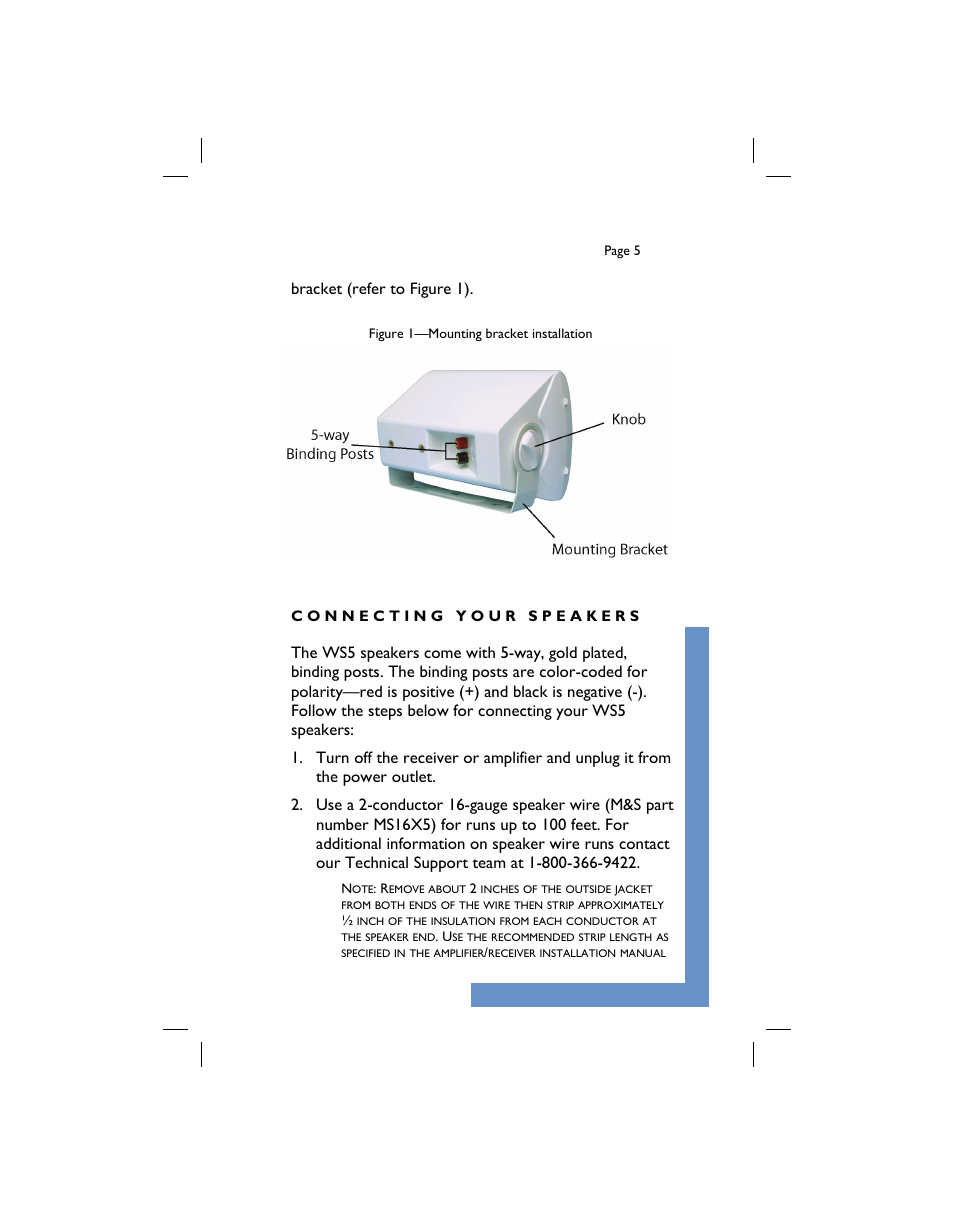 Bracket (refer to figure 1) | M&S Systems WS5 User Manual | Page 5 / 8