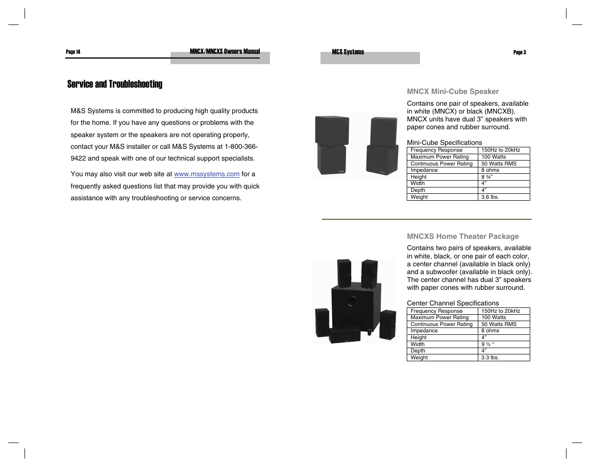 Service and troubleshooting | M&S Systems MNCXS User Manual | Page 3 / 16