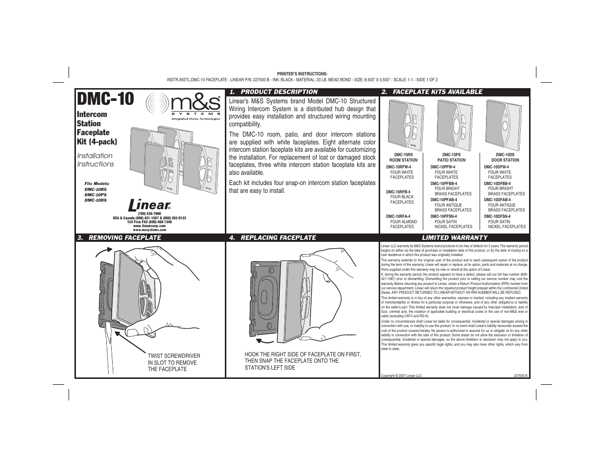 M&S Systems DMC-10 User Manual | 2 pages