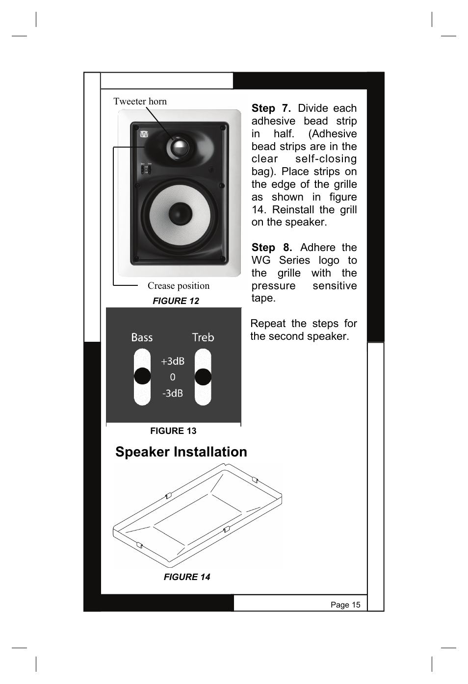 Speaker installation | M&S Systems WG150W User Manual | Page 15 / 24