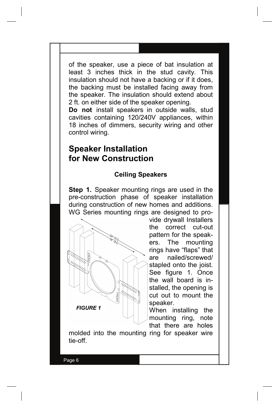 Speaker installation for new construction | M&S Systems WG150W User Manual | Page 6 / 24