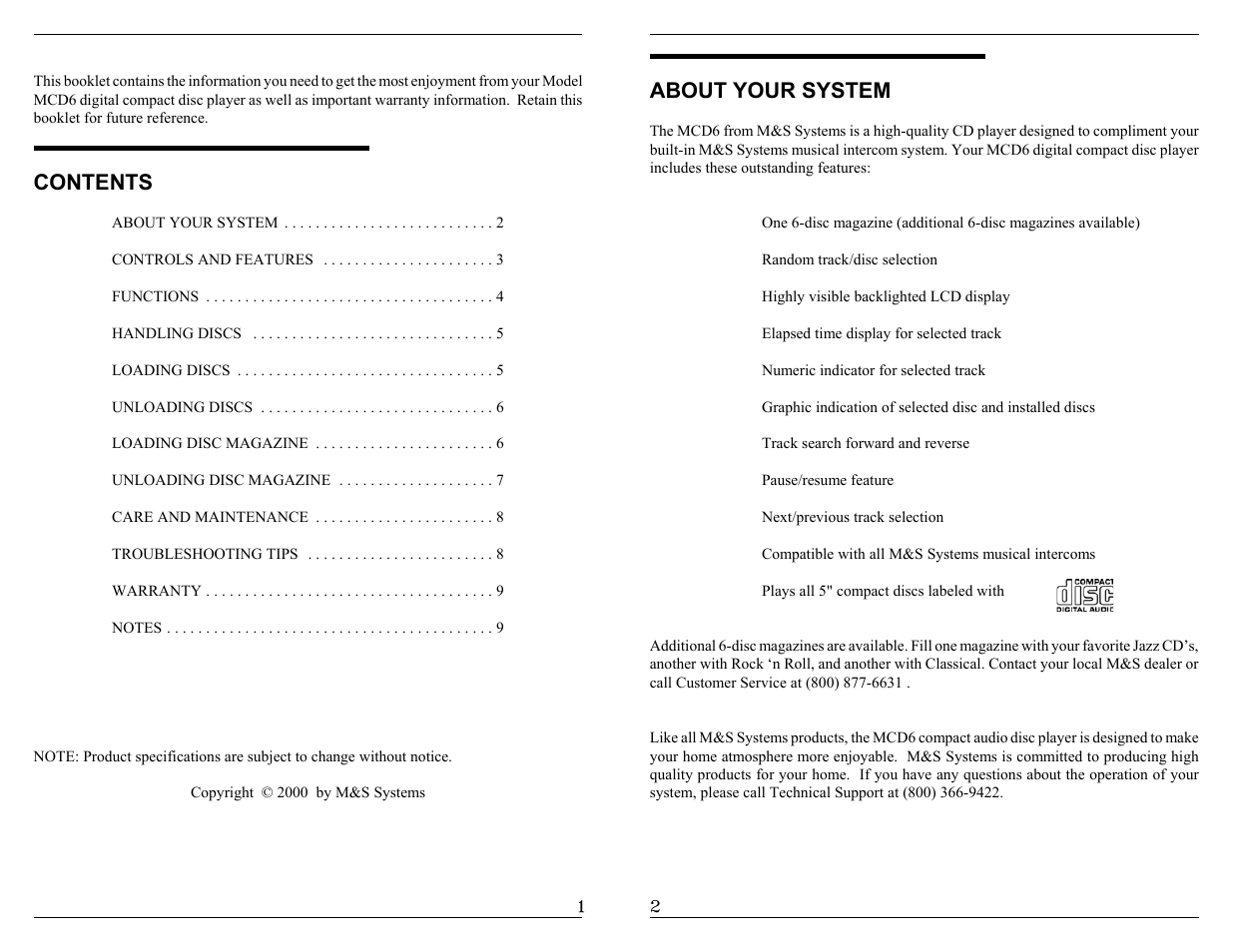 M&S Systems MCD6 User Manual | Page 2 / 6