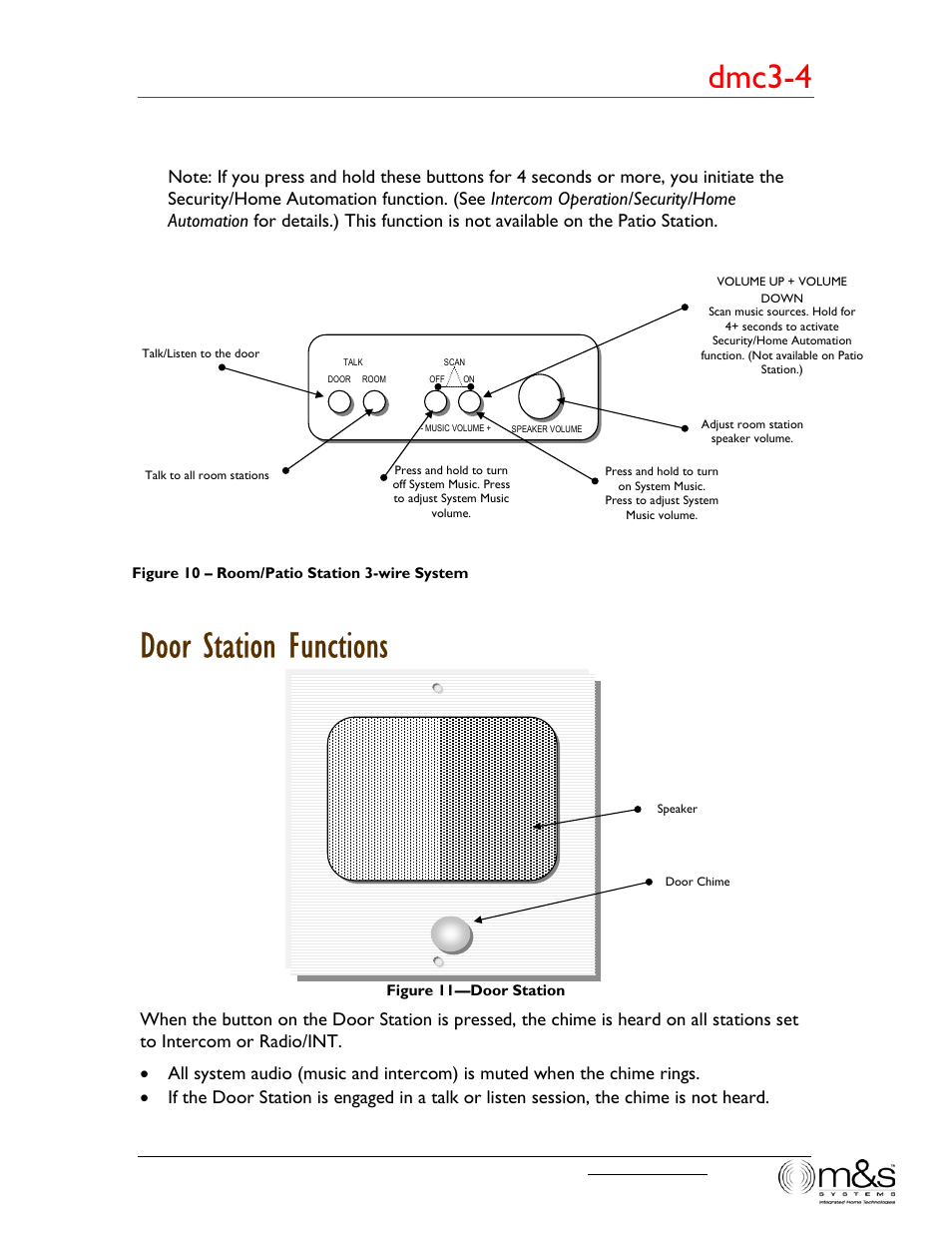 Door station functions, Dmc3-4 | M&S Systems dmc3-4/dmc1CD User Manual | Page 20 / 24