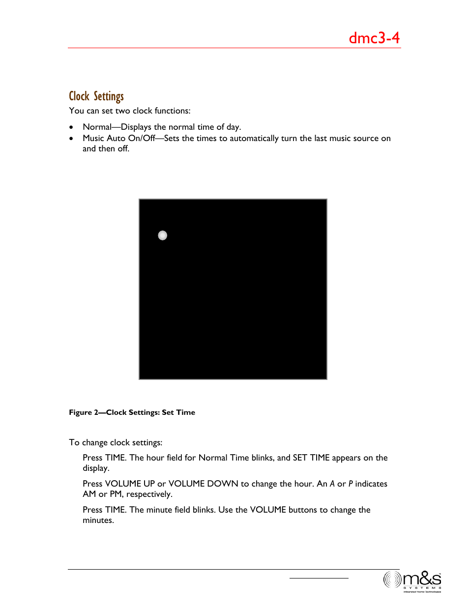 Dmc3-4, Clock settings | M&S Systems dmc3-4/dmc1CD User Manual | Page 8 / 24