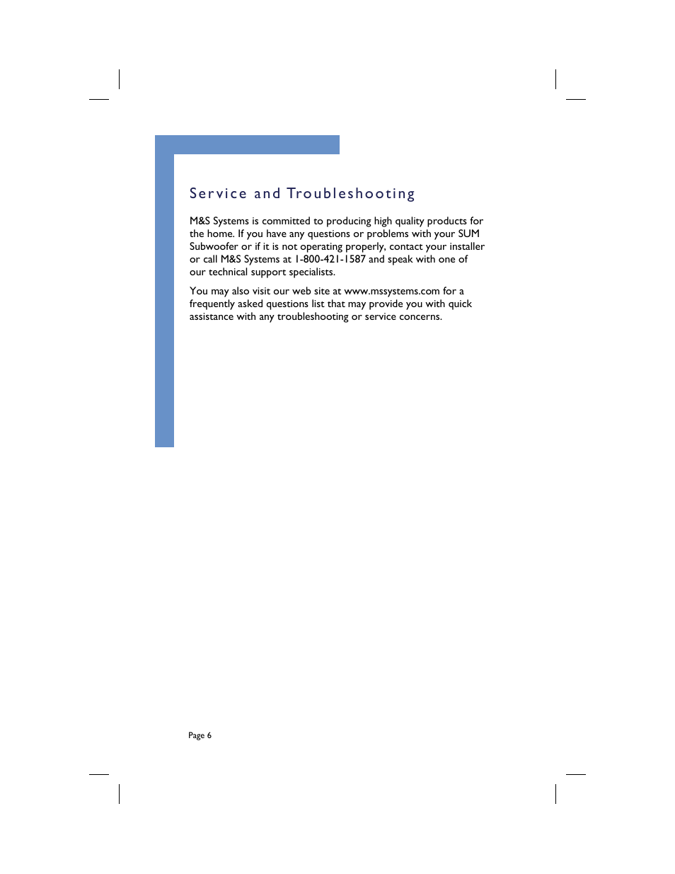 M&S Systems Speaker User Manual | Page 6 / 8