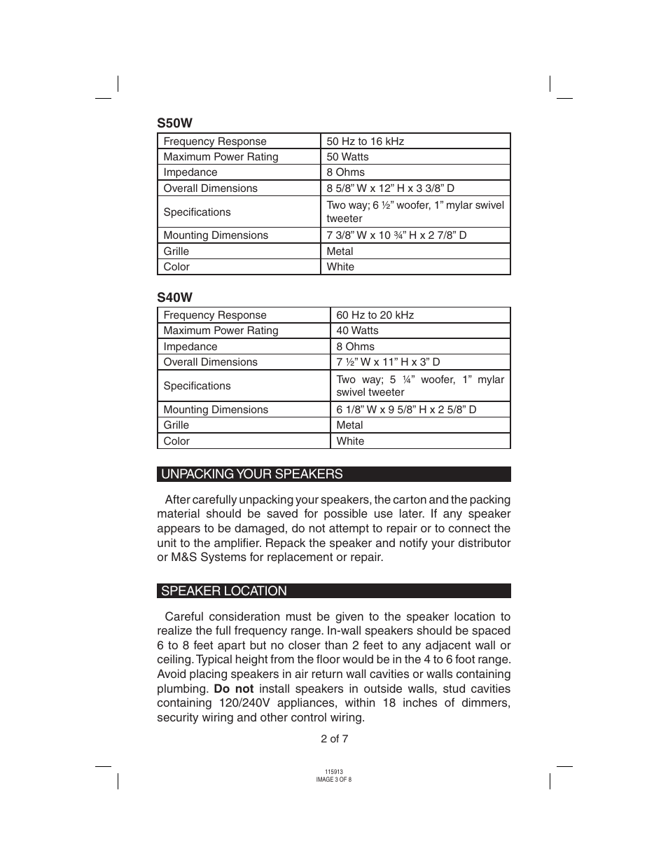 M&S Systems S150W User Manual | Page 3 / 8
