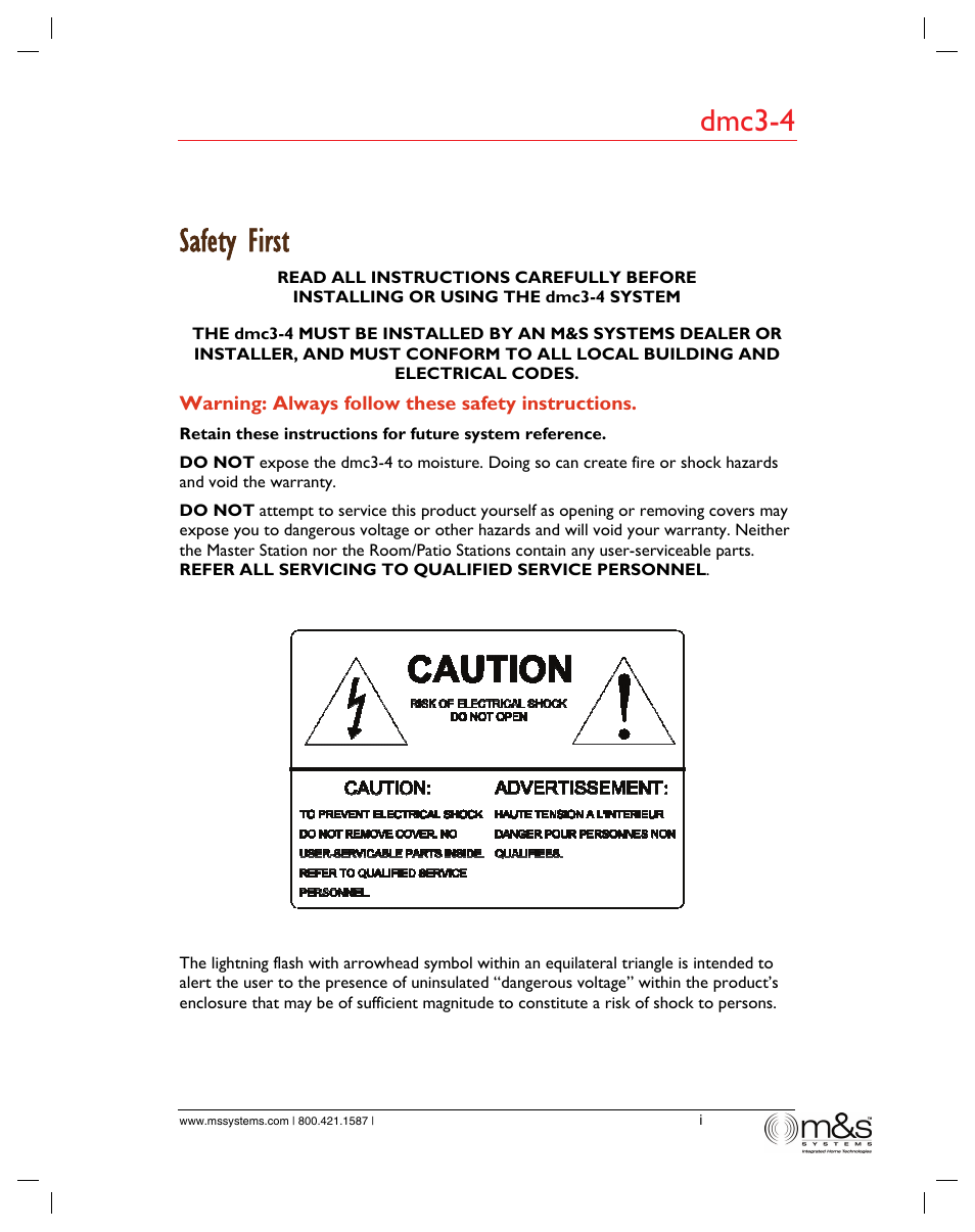 Safety first, Dmc3-4 | M&S Systems dmc3-4/dmc1 User Manual | Page 2 / 24