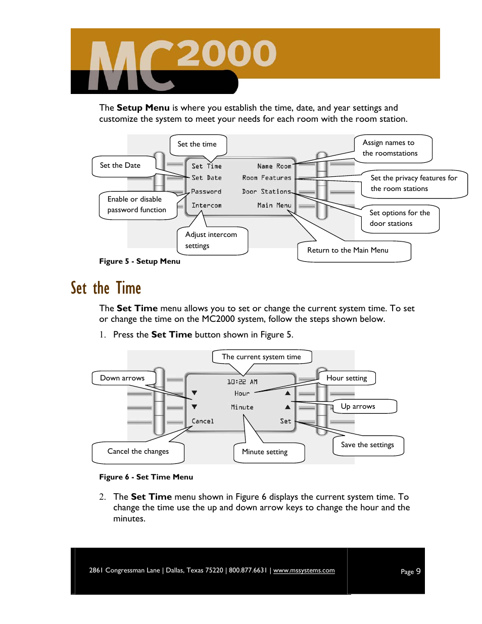 Set the time | M&S Systems MC2000 User Manual | Page 11 / 44