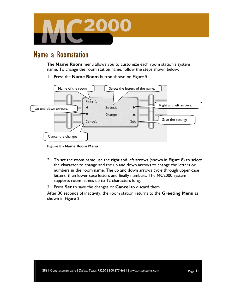 Name a roomstation | M&S Systems MC2000 User Manual | Page 13 / 44