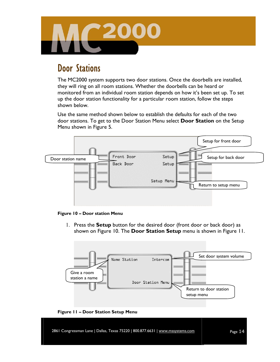 Door stations | M&S Systems MC2000 User Manual | Page 16 / 44