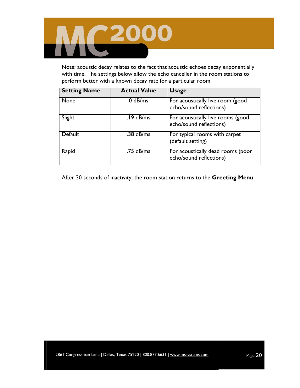 M&S Systems MC2000 User Manual | Page 22 / 44