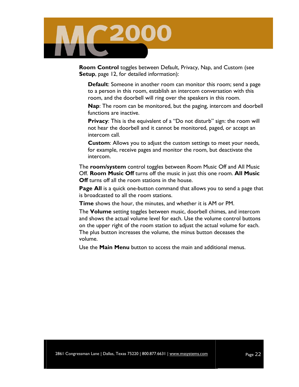 M&S Systems MC2000 User Manual | Page 24 / 44